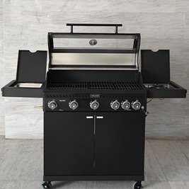 Grill gazowy ZEUS-D kolor czarny ruszt żeliwny moc 17,5 kW + pokrowiec + palnik boczny + LED