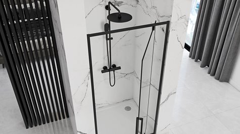 Drzwi prysznicowe z czarnym profilem 80 cm Rapid Swing Rea