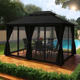 Pawilon ogrodowy KING 400x300 cm z moskitierą czarny