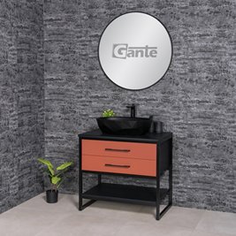 Szafka stojąca z czarną umywalką kolor ceglasty loft 80 cm seria New York
