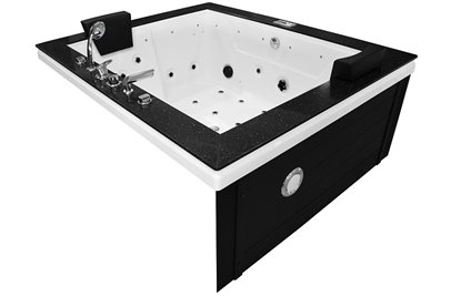 Czarna prostokątna wanna z hydromasażem 180x150 cm MUS-1089C