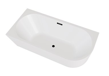 Wanna przyścienna narożna lewa syfon z przelewem czarny mat 150 cm Zoya Besco WAS-150-ZLC