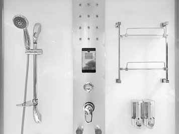 Biała prostokątna kabino wanna z hydromasażem + sauna 145x85 cm MO-09944A-145BS