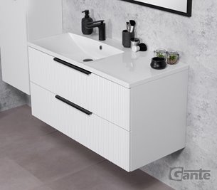 Szafka łazienkowa wisząca frezowana z umywalką 100 cm 46/2 Sydney kolor biały