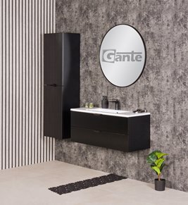 Szafka łazienkowa z umywalką wisząca szklane fronty czarny mat 100 cm Bravia Gante