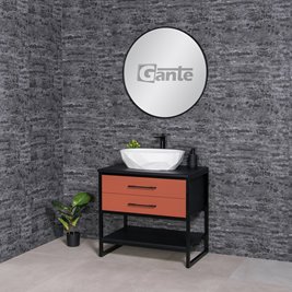 Szafka stojąca z białą umywalką kolor ceglasty loft 80 cm seria New York