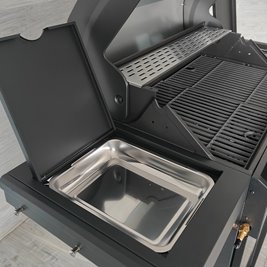 Grill gazowy ZEUS-C kolor czarny ruszt żeliwny moc 14,5 kW + pokrowiec + palnik boczny + LED