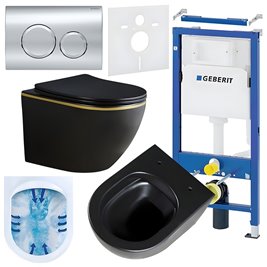 Zestaw podtynkowy stelaż GEBERIT DUOFIX + miska PEAK-MTB-GL-RIM-03 + przycisk DELTA 20 chrom