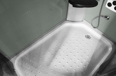 Kabina prysznicowa z hydromasażem na niskim brodziku białe ścianki 120x85 lewa MO-18218