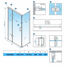 Czarna Kabina prysznicowa prostokątna drzwi uchylne 100x80 KZ02BB