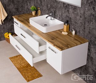 Szafka wisząca z umywalką 180 cm blat dąb naturalny 180/50/C2 seria Fokus B