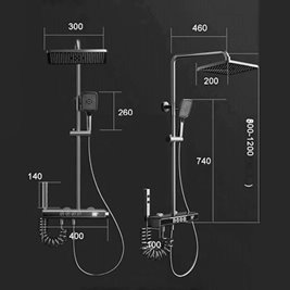 Biały zestaw prysznicowy natynkowy z termostatem F19-WH LCD