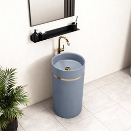 Umywalka wolnostojąca ceramiczna okrągła szara 86x40 cm SCOT1-GR-WOF-860