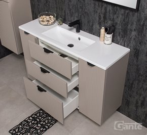 Szafka łazienkowa z lamelami wisząca z umywalką 120 cm 39/3 Victa Lamello kolor fume mat