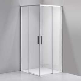 Chromowana kabina prysznicowa kwadratowa Super Slim Nova 80x80 drzwi rozsuwane