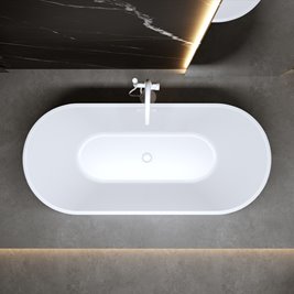 Wanna wolnostojąca biała przelew oraz korek biały 150 cm Lizbona Hydrosan