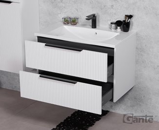 Szafka łazienkowa wisząca frezowana z umywalką 80 cm 46/2 Sydney kolor biały