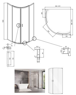 Zarya Besco chromowana kabina prysznicowa 90x90 powłoka ProClean + biały brodzik 4,5 cm Axim
