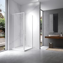 Biała kabina prysznicowa 80x80 kwadratowa drzwi pełne uchylne KZ04B