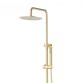 Kolumna prysznicowa w kolorze złotym z baterią termostatyczną deszczownica okrągła CMN01TGL Lugo Corsan