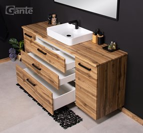 Szafka wisząca z umywalką nablatową 180 cm 50/3 kolor dąb naturalny seria Fokus Loft Gante