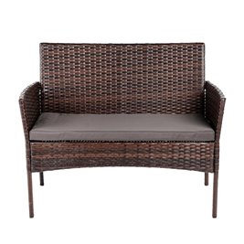 Zestaw mebli ogrodowych z technorattanu stół, sofa, krzesła dla 4 osób Rita brąz
