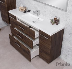 Szafka łazienkowa wisząca z umywalką 140 cm 39/3 Fokus kolor orzech