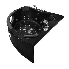 Czarna wanna z hydromasażem narożna Turbo 152x152 cm MO-1004
