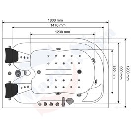 Wanna z hydromasażem dwuosobowa Turbo 180x120 cm MO-1631 Prawa