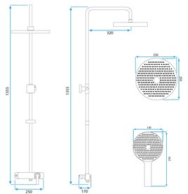 Złoty szczotkowany zestaw prysznicowy z wylewką Rebel Rea Gold Brush