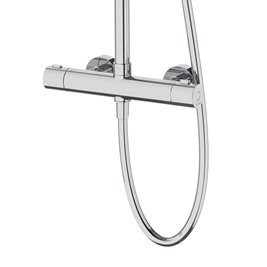 Kolumna prysznicowa w kolorze chrom z baterią termostatyczną deszczownica okrągła CMN01TCH Lugo Corsan