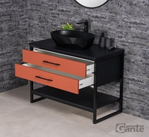 Szafka stojąca z czarną umywalką kolor ceglasty loft 100 cm seria New York