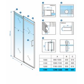 Stal szczotkowana drzwi prysznicowe do wnęki 125-130 cm rozsuwane szkło 8 mm KZ09D