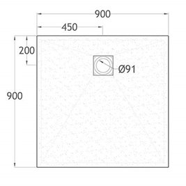 Szary brodzik prysznicowy kwadratowy 90x90 SMC13S Tokyo NeoStone