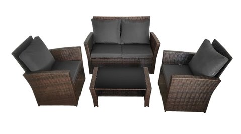 Meble ogrodowe z technorattanu sofa, stół, fotele zestaw Lagos kolor brąz