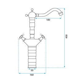 Złota szczotkowana bateria umywalkowa retro wysoka Rustico Rea