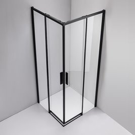 Czarna kabina prysznicowa kwadratowa Super Slim Nova 80x80 drzwi rozsuwane