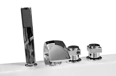 Wanna z hydromasażem narożna 135x135 cm MO-0057 podwójny biały zagłówek