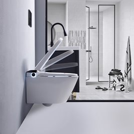 Zestaw podtynkowy wc stelaż + miska automatyczna myjąca przycisk czarny Drop