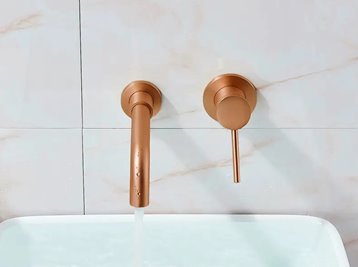 Bateria umywalkowa podtynkowa box Rea Lungo Long miedź szczotkowana