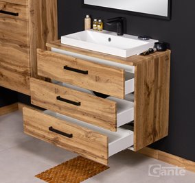 Szafka wisząca z umywalką nablatową 80 cm kolor dąb naturalny 39/3 seria Fokus Loft Gante