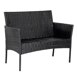 Zestaw mebli ogrodowych z technorattanu stół, sofa, krzesła dla 4 osób Luiza czarny