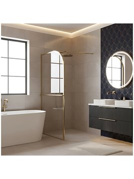 Złota szczotkowana ścianka prysznicowa Sky Brush Gold Rea 100 cm