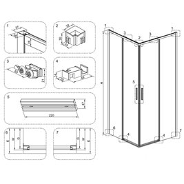 Czarna kabina prysznicowa kwadratowa Super Slim Nova 80x80 drzwi rozsuwane