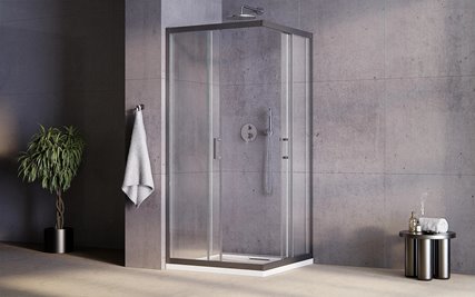 Stal szczotkowana kabina prysznicowa kwadratowa szkło przeźroczyste 90x90 cm Modern Besco MKGM-90-190C zdjęcie 2