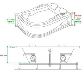 Wanna z hydromasażem asymetryczna Venezia 761 L 180x120