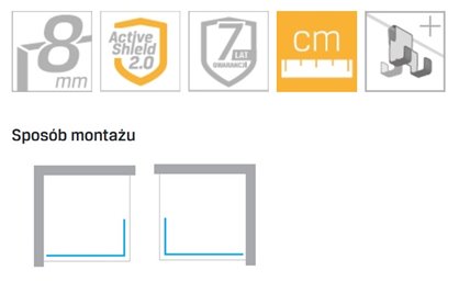 Czarna kabina prysznicowa 80 cm element boczny 70 cm EXK-0064/EXK-0090 New Modus New Trendy