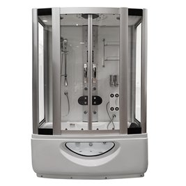 Biała prostokątna kabino wanna z hydromasażem + sauna 145x85 cm MO-09944A-145BS