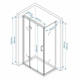 Czarna Kabina prysznicowa prostokątna drzwi uchylne 110x80 KZ02CB