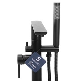 Czarna bateria wannowa wolnostojąca Flores Rea